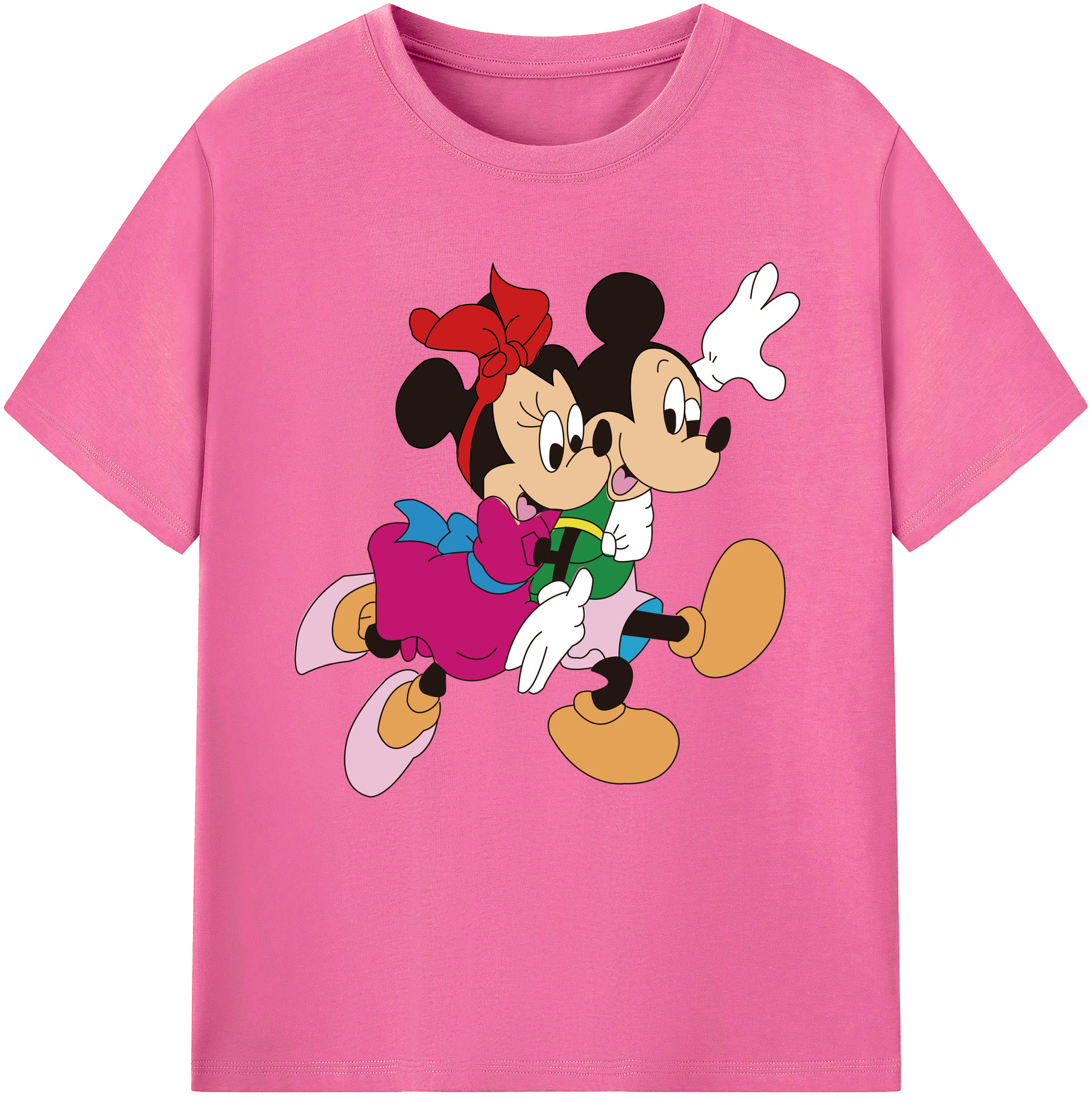 （画像用） ミッキーマウス Mickey Mouse レディースカジュアルプリントTシャツ（綿100％）